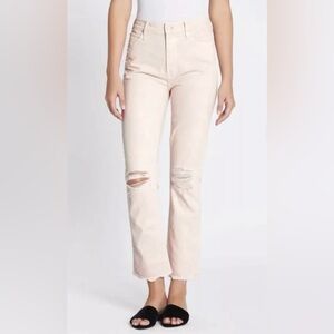 EUC MOTHER SUPERIOR Women's High Waisted Rascal Ankle Jeans Pink Cream Size‎ 24
